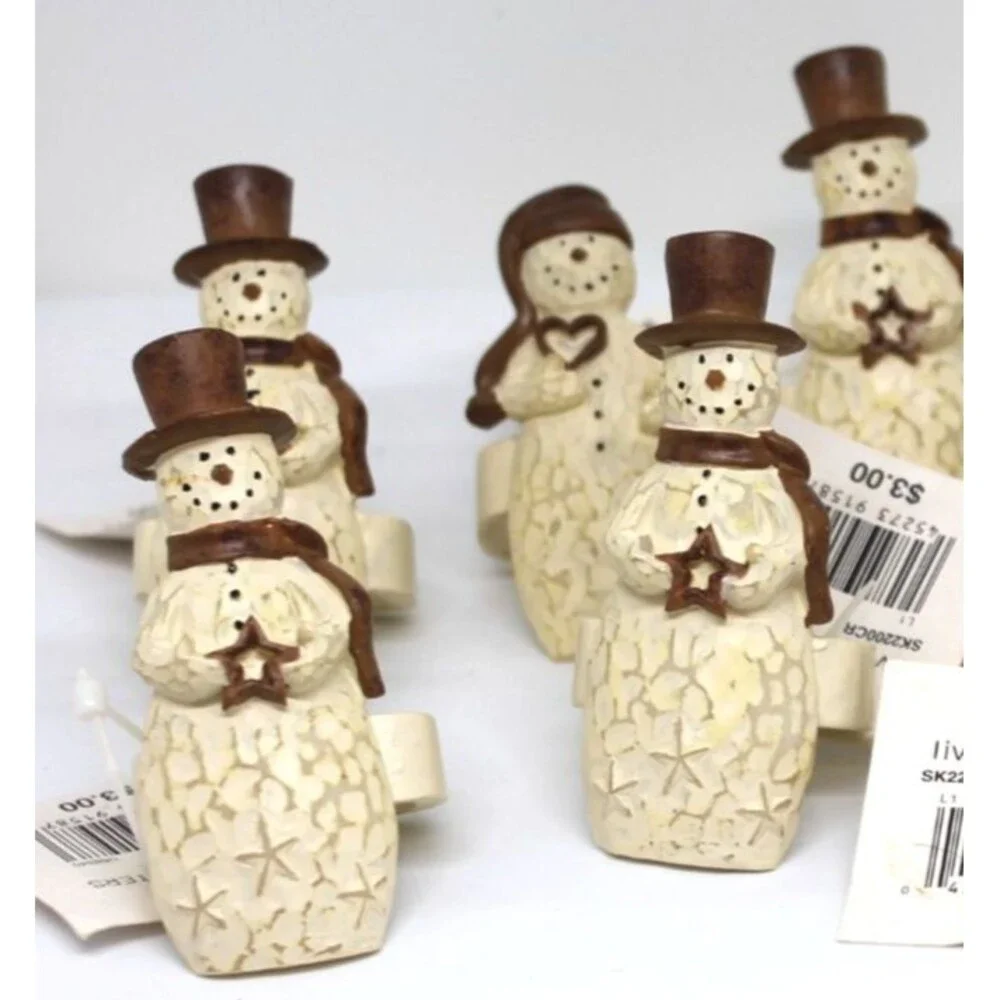 Flurryville Collection Artic Bart Snowman Napkin Rings Set of 8 Rare Retired